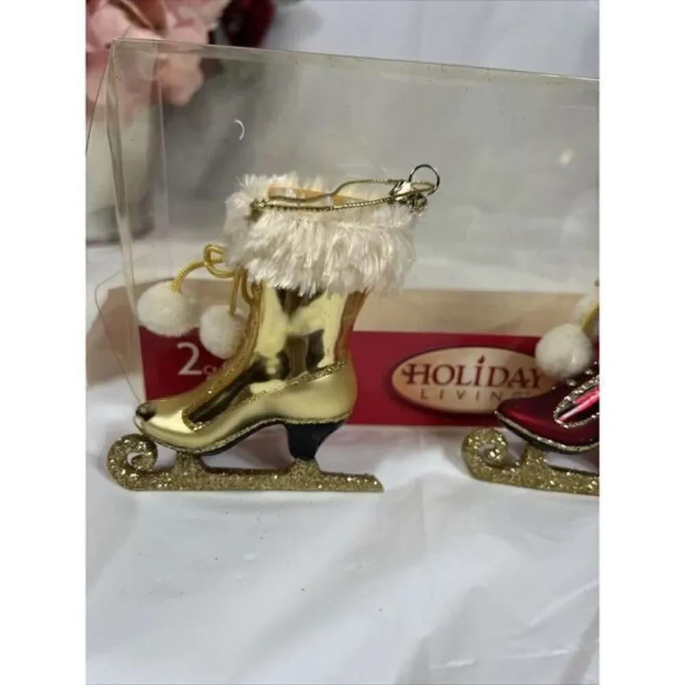 Holiday Living‎ Santa Glass Blown Ice Skates